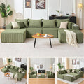 128 Modular Sectional Sleeper Sofa Modern Cloud Sectional Sofa Couch with 2 Ottomans U Shape Boneless Couches for Living Room Free Combination No Assembly RequiredGreen