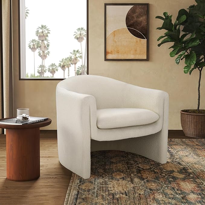 SAFAVIEH Couture Collection Laylette Ivory Boucle Accent Chair (Fully Assembled)