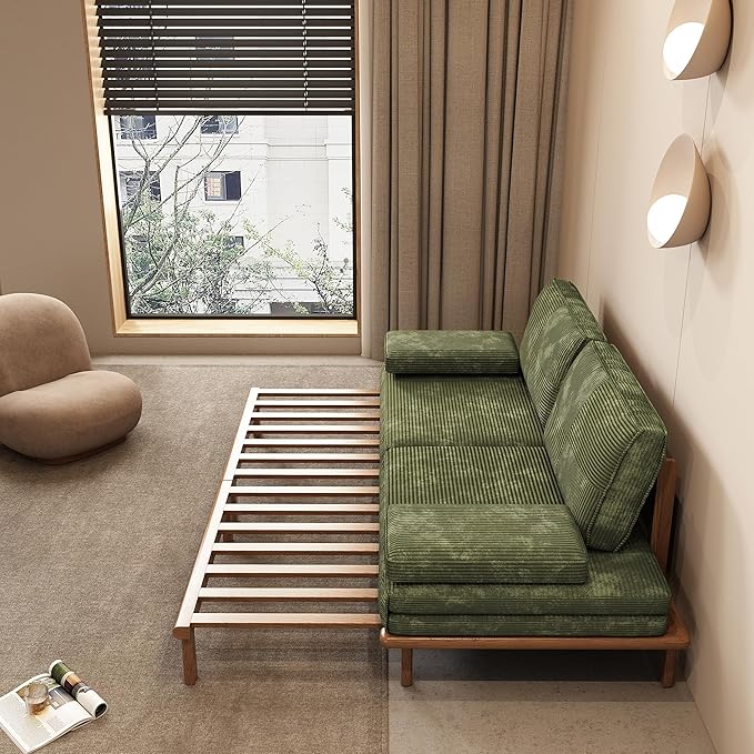 Lartis 78.7 Sofa Bed Sleeper Pull Out Couch Modern Couch Convertible Modern Futon for Living Room/Apartment/Bedroom Modular Design SofaFull Solid Wood Frame