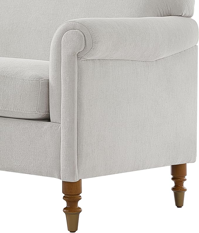 Christopher Knight Home Sola 77.5'' Modern Chenille Upholstered Loveseat Sofa with Rolled Armrest and Rubberwood Frame 2-Seater Home Sofa Living Room Comfy Couch for Hotel/Apartment Light Grey