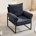 YITAI Modern Fabric Accent Chair with Adjustable Backrest for Living Room Comfy Reclining Chair for Lounge for Reading Upholstered Chair with Metal Legs1PC(Dark Blue)