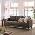 Modway Hawken 75 Inch Mid-Century Modern Boucle Sofa in Antique Espresso with Wood Legs – Comfortable 3-Seater Couch for Living Room Apartment or Office Lounge