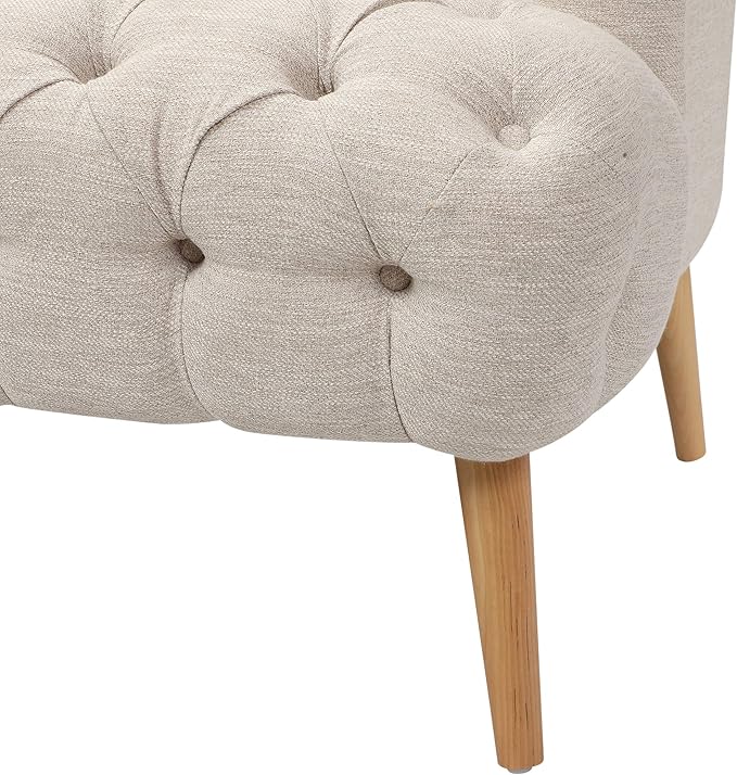 Modern Wingback Tufted Velvet Loveseat 73.25 3 Seat Sofas Settee Bench Banquette Chesterfield Love Seat with High Back Thick Padded Cushioned Upholstered Couch for Living Room Victorian Beige