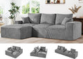108 Modular Cloud Sectional Sofa 17.8 Comfort Height &amp Neck Pillow Modern Corduroy Couch with L-Shape Oversized Chaise for Living Room Bedroom No Assembly Required (Grey)