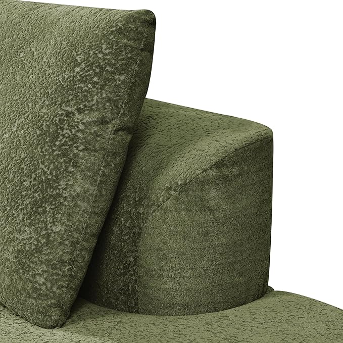 GDFStudio 116 Modern Curved Sectional Sofa with Chaise LoungePearl Upholstered Fully Compressed Sponge Couch2 Pcs SetRight Hand FacingFully Assembled Lounge Seating for Living RoomGreen