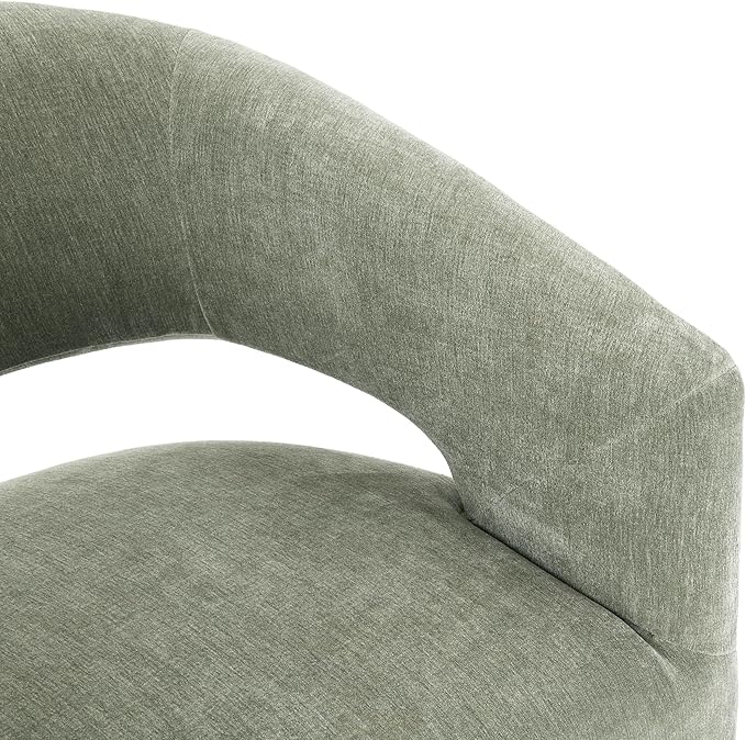 Furniture of America Arina Modern Fabric 25.6-inch Accent Chair with Barrel-Back Design Rounded Seat Pedestal-Style Base and Casters for Living Room Green