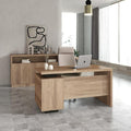 Modern Executive Desk with Lateral File Cabinet Sleek Office Stand Up Desk for Home Office Computer Desks Drawers Workstation Walnut