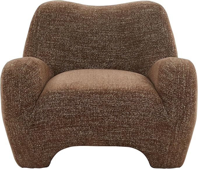 SAFAVIEH Couture Collection – Randal Dark Brown Chenille Accent Chair Fully Assembled Upholstered Lounge Seating with Curved Arms (SFV4878D)