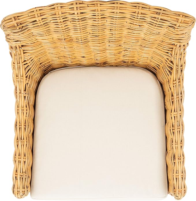 Safavieh Home Collection Cristen Rattan Cushion Accent Chair Natural/White (ACH6513B)