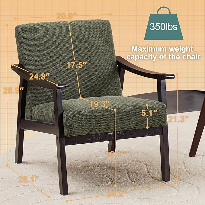 Medieval Style Armchair Antique Green Upholstered High Back Accent Chair for Living Room Bedroom Modern Leisure Reading Chair with Solid Wood Legs Comfortable Lounge Chair (Antique Green)
