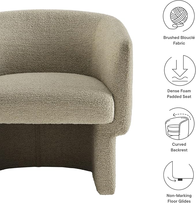 Modway Muse Comfy Barrel Accent Chair in Cork