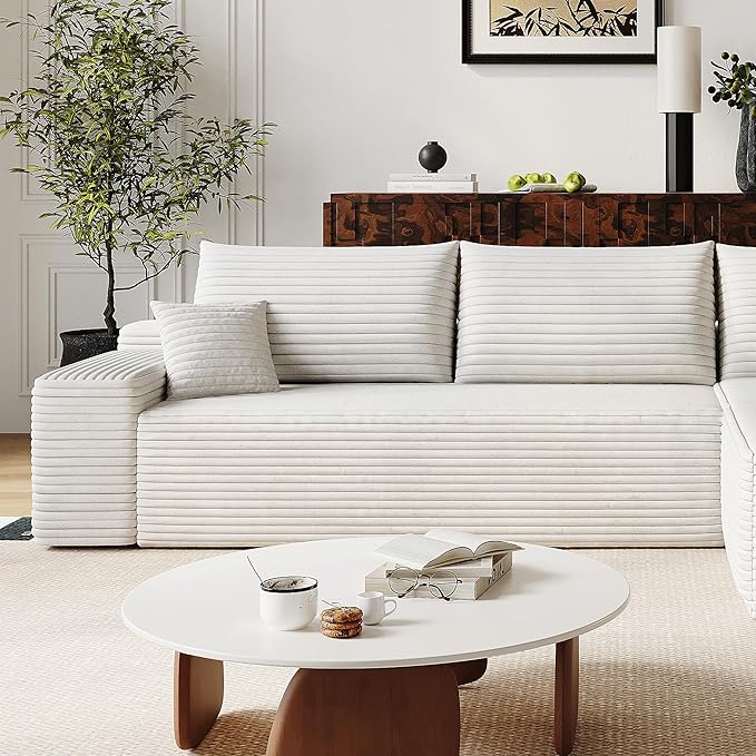 37 Plush Corduroy Ottoman Upholstered Cloud Ottoman for Modular Sectional Couch No Assembly Required Compressed Memory Foam Ideal for Living Room Bedroom and More