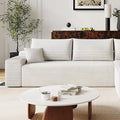 Boneless Sofa 2-Seater Cloud Couches for Living RoomModular Corduroy Upholstered Couch with Deep Seat No Assembly (White Right Armrest)