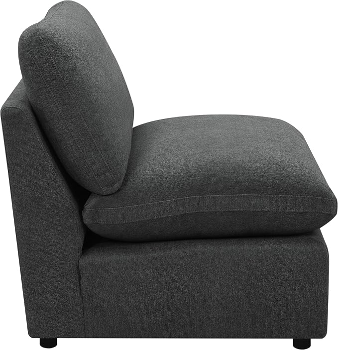Coaster Home Furnishings - Collins - Modular Armless Chair with Cushion Back Foam Padding and Reversible Cushions - Living Room - Dark Grey - 609530AC