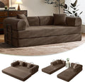 79 Modular Floor Sofa Convertible Sleeper Sofa with Reinforced Steel Frame Wrinkle-Resistant Corduroy Space Saving Design for Studio &amp Game Room (Brown)