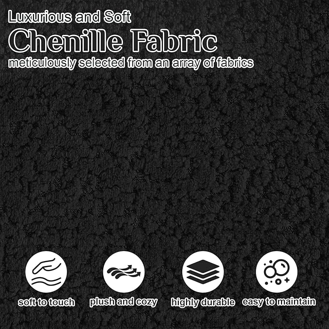 68.5 Loveseat Sofa for Living Room Modern Luxury Plush Chenille Extra Deep Seat Curved Cloud Floor Couch with 3 Throw Pillows for Small Spaces No Assembly Needed Black