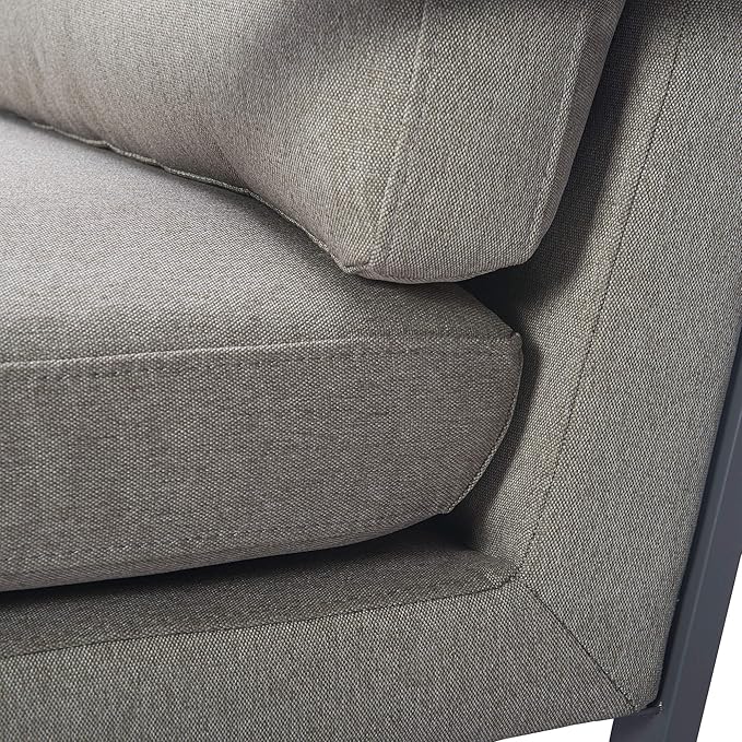Tommy Hilfiger Russell AccentChair Medium-Soft Pillow Back Mid-Century Modern &amp Industrial Armchair Comfortable LoungeChair for Living Room Bedroom or Office Black Square Metal Frame in Gray