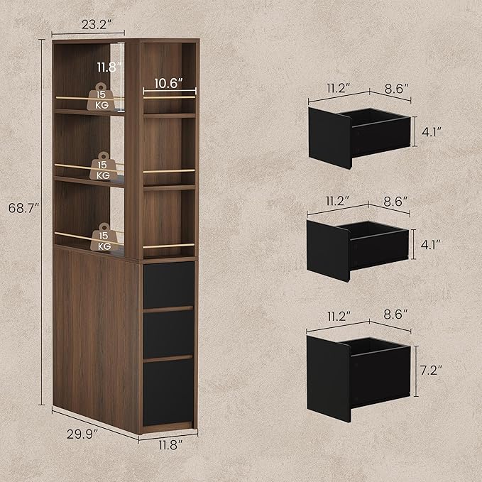 Electric Standing Desk with 3-Drawer Bookcase Adjustable Height Executive Desk Home Office Workstation with A Engineered Wood 1.18 Solid Desktop 71'' Corner Bookshelf Black Walnut
