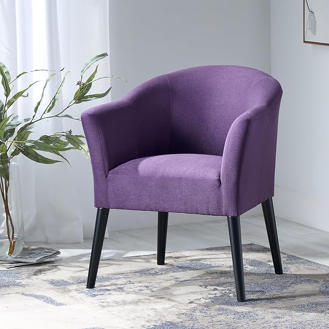 Plush Fabric Armchair: Comfortable Stylish Office &amp Living Room Chair with Wooden Legs