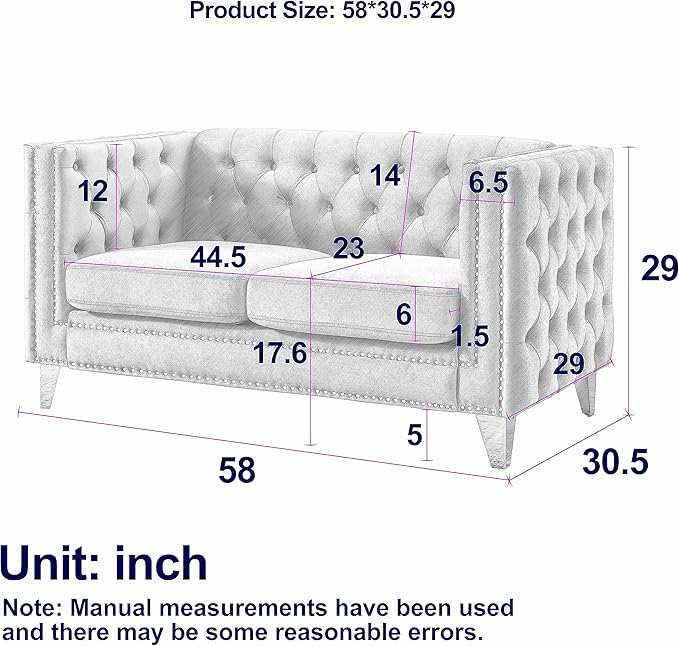 KEIKI Tufted Velvet 3+2 Seat Sofa Couch for Living Room Buttons Tufted Square Arm Couch for Home Apartment Beige