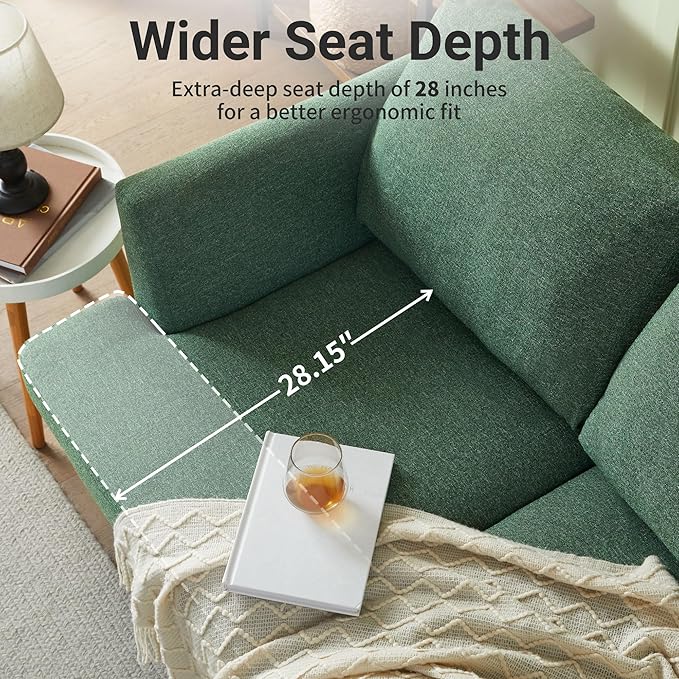 Loveseat Sofa 56 Small Couches for Small Spaces Love Seat with 2-Seat Upholstered Cushion Mid Century Modern Sofa Couches for Living Room Deep Couch for Bedroom Apartment Green