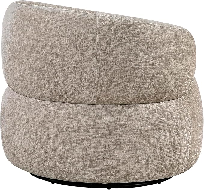 Lexicon Modern Barrel Swivel Accent Chair - Upholstered Soft Chenille Fabric with Metal Base 360 Degree Round Swivel Accent Chair for Living Room Bedroom Office No Assembly Required Light Brown