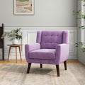 Accent Chair Mid-Century Modern Velvet Fabric Chairs with Arms for Living Room Comfy Upholstered Club Single Sofa Armchair for Bedroom Waiting Room with Solid Wood Frame (Velvet Purple Set of 1)