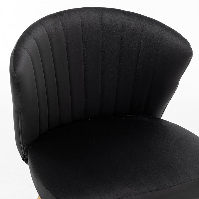 Modern Velvet Accent Chair for Living Room Bedroom Entryway or Small Spaces with Channel-Tufted Design Comfortable and Trendy Armless Seat Black