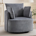 Bonzy Home 360° Swivel Accent Chair Comfy Corduroy Swivel Barrel Chair with 2 Soft Pillows Single Sofa for Living Room Bedroom Grey