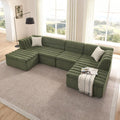KEIKI 135 U-Shaped Chenille Modular Sectional Sofa with Chaise &amp 1 Ottoman &amp Wave-Shaped Armrest Modern Boneless 5-Seater Couch with Memory Foam Cushion No Assembly Required for Living Roo