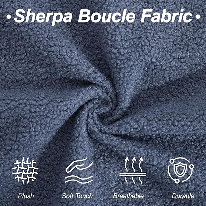 87 Sherpa Boucle Cloud Couch Modern 3 Seater Sofa with Solid Wood Legs 25 Extra Deep Seat Comfy Thick Cushion Upholstered Sofa Couches with 3 Pillows for Living Room Blue