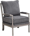 OSP Home Furnishings Abbott Spindle Accent Chair with Padded Spring Seat and Brushed Grey Base Charcoal Fabric