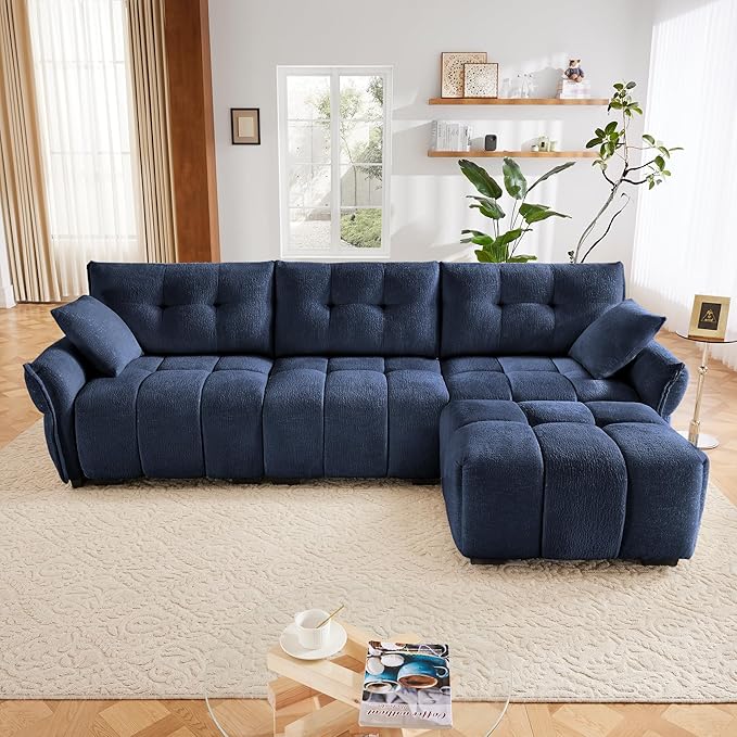 mikibama Oversized Modular Sectional Sofa with Ottoman110 Chenille L-Shaped Couch with FootrestModern 3 Seater Couches for Living RoomLarge Sofas with Deep Seat for Apartment
