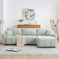 110 Modular Sectional Sofa L Shape with Extra-Large Seat Pull-line Design Movable Ottoman High Density Foam Free Combination Sturdy Metal&ampWood Frame Boucle FabricLight Green