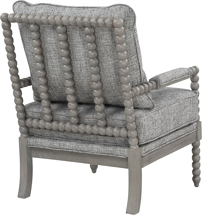 OSP Home Furnishings Abbott Spindle Accent Chair with Padded Spring Seat and Brushed Grey Base Graphite Fabric
