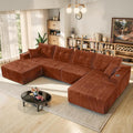 143 Modular Sectional Sofa for Living Room Convertible U-Shape Couch with OttomanModular Sectional SofaReddish Brown Corduroy