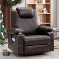 Oversized Swivel Rocker Recliner Chair with Heat and Massage 360 Degree Swivel Rocking Single Sofa with Cup Holders and USB Port Large Big Recliner Chair for Living Room(Leather Dark Brown)