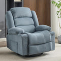 Rocker Recliner Chair with Heat and Massage 360° Swivel Nursery Rocking Chairs for Adults Oversized Recliner Single Sofa Seat with Cup Holders Lazy Boy Recliner Single Sofa (Manual Blue)