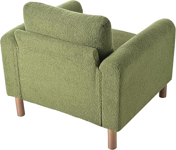 Oversized Accent Chair Upholstered Living Room Chairs Single Sofa Chair with Walnut Legs Curved handrail Green