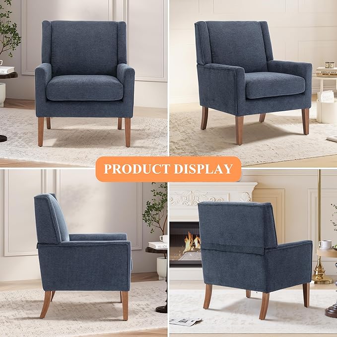 Accent Chairs for Living Room Mid-Century Wooden Fabric Living Room Chairs Arm Chair Side Chairs for Living Room Bedroom Reading Nook