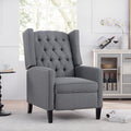 Pushback ReclinerComfortable Wingback Recliner Sofa Chair with Adjustable Backrest Tufted Fabric Upholstered ArmchairRetro Rivets Decorated Recliner for Living Room Bedroom Office Home (Grey)