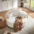 360° Oversized Swivel Barrel Chair Oversized Chenille Upholstered Reading Lounger Accent Round Sofa Chair with 5 Throw Pillows and Thicked Cushions for Living Room Bedroom Office and Hotel (Beige)