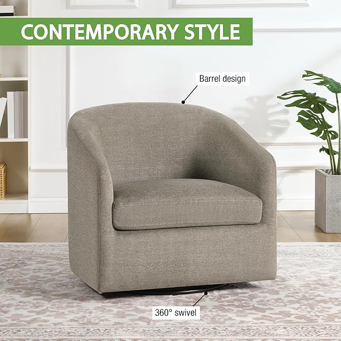 OSP Home Furnishings Parker Upholstered Swivel Tub Accent Chair Taupe Fabric