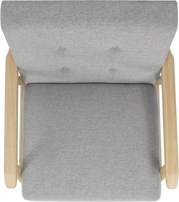 Mid-Century Modern Accent Chair Natural Wood Frame (Gray Woven)