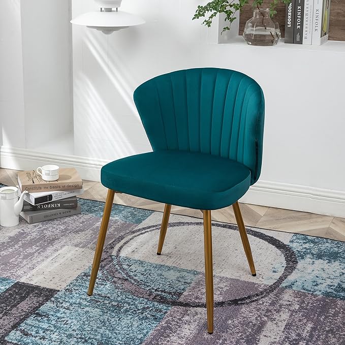 Modern Velvet Accent Chair for Living Room Bedroom Entryway or Small Spaces with Channel-Tufted Design Comfortable and Trendy Armless Seat Greenish Blue