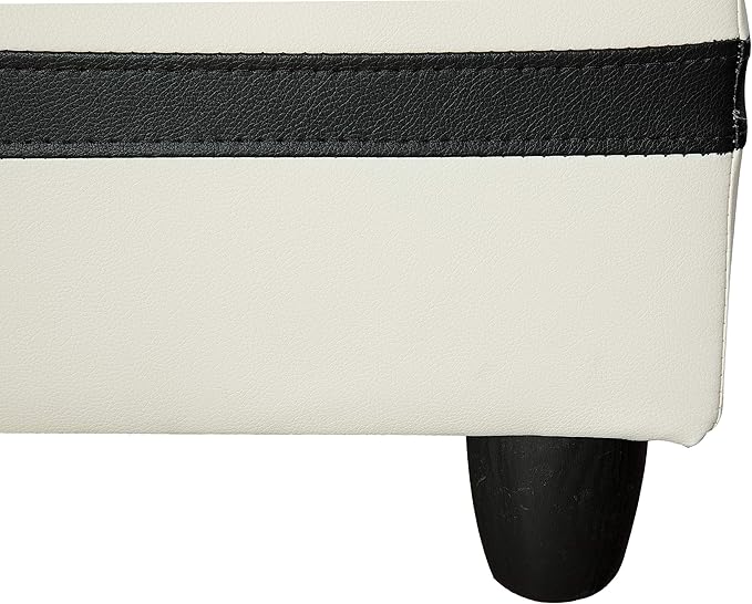Leather Storage Ottoman Bench 34-inch Rectangular Bench for Living Room Furniture Sets Safety Hinged Lid &amp Button-Tufted Ottoman with Legs for Living Room/Bedroom/Entryway (White&ampBlack#1)