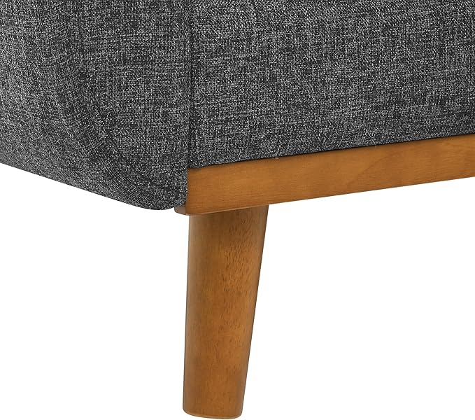 65 W Gray Loveseat Sofa Mid Century Modern Love Seat Couches for Living Room Button Tufted Upholstered Small Couch for Bedroom Solid Wood Legs and Easy to Install Love Seats Furniture (Dark Gray)
