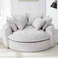 Merax 59.8 Full-Compressed Round Chaise Sofa Boneless Loaf Style Chenille Upholstered Sofa Bed with 8 Throw Pillows for Living Room Light Grey