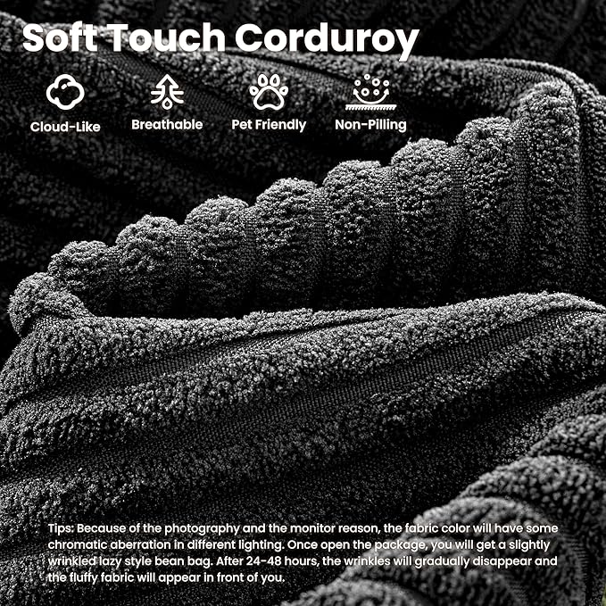 ovios 67'' Chaise Lounge Chair Indoor Oversized Upholstered Sofa Bed Sleeper Couch Reading Chairs Fluffy Plush Corduroy Cloud Sofas Couches for Living Room Black