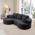 Christopher Knight Home Carden 106 Curved Modular Sectional Sofa Fabric Upholstered Comfy Sofa Couch with Chaise Lounge Modern Cloud Couch with Deep Seat No Assembly Required Black